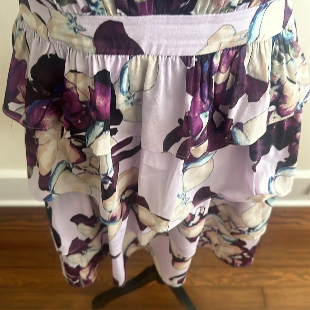 Banana Republic Floral Lilac Purple Andre A Line Dress 4 Petite - Picture 3 of 7